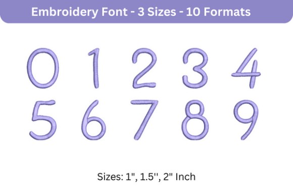 Second Grader Font 0 to 9: Sweet Numeric Embroidery